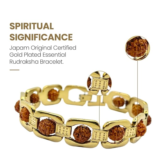 Designer Rudraksha Gold-Plated Bracelet