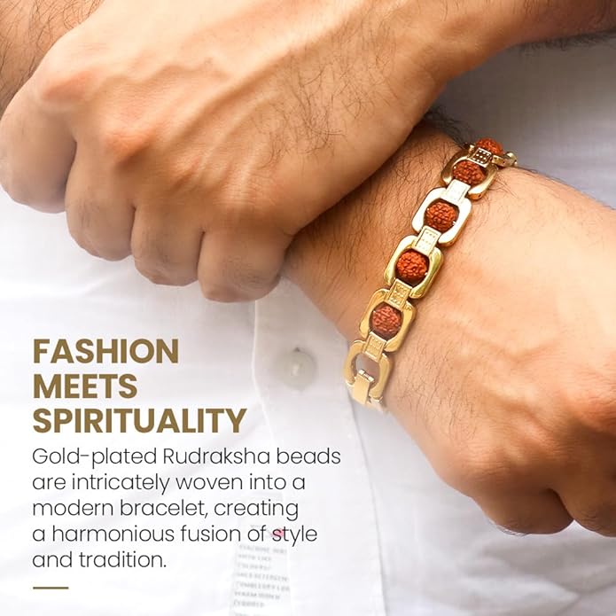 Designer Rudraksha Gold-Plated Bracelet