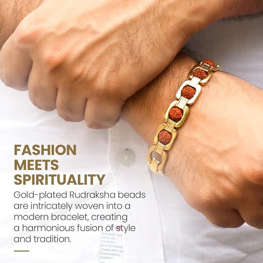 Designer Rudraksha Gold-Plated Bracelet