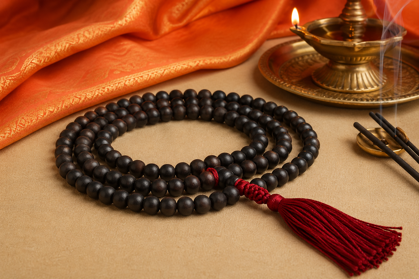 Original Karungali Malai 108-Beads Ebony Wood with Govt. Certified