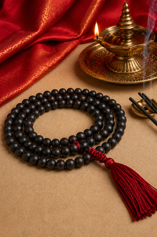 Original Karungali Malai 108-Beads Ebony Wood with Govt. Certified