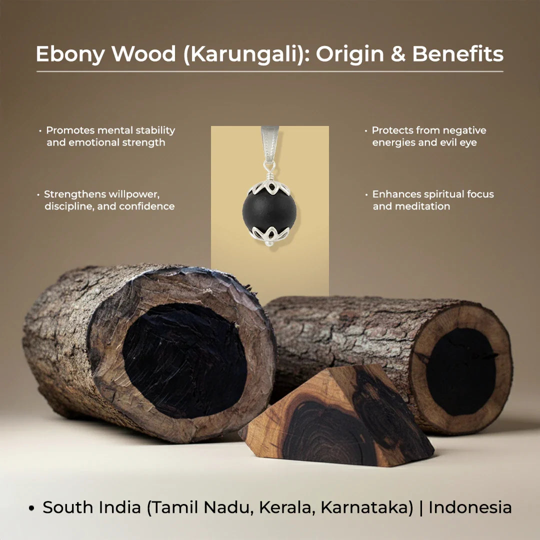Original Karungali Malai 108-Beads Ebony Wood with Govt. Certified