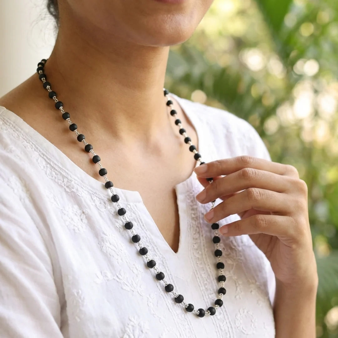 Karungali Malai Silver Cap Necklace with Govt. Certified