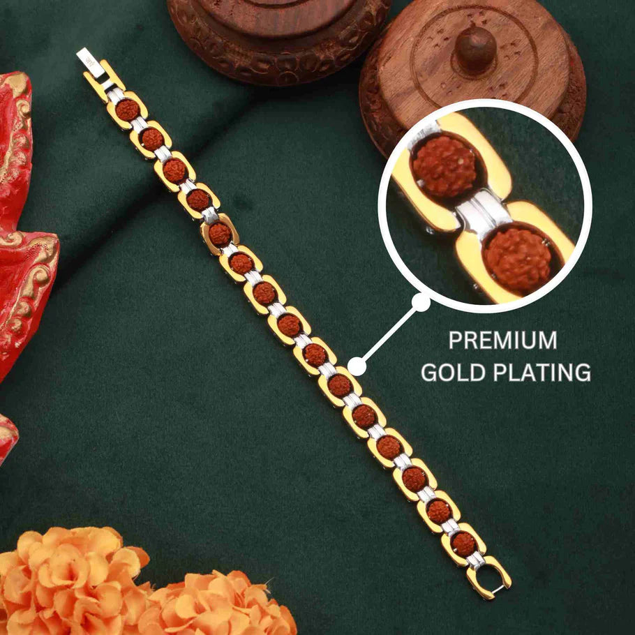 Designer Rudraksha Gold-Plated Bracelet