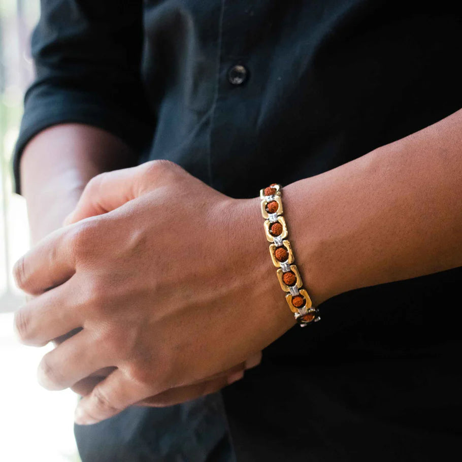 Designer Rudraksha Gold-Plated Bracelet
